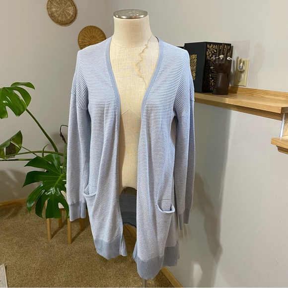Marled Sweaters Marled Baby Blue Long Line Cardigan Size Medium